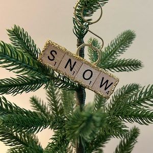 Scrabble Glittery Christmas Holiday Ornament